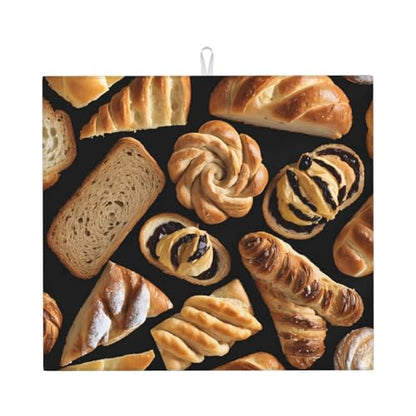 (Cheese Sandwiches) Dish Drying Mat 18 x 16 in, Dish Drying Mats for Kitchen Counter, Bar Mat, Coffee Bar Accessories, Kitchen Decor and Accessories, Housewarming Gift