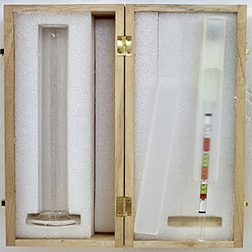 Wine Beer Alcohol Hydrometer Triple Scale Wine Meter with Glass Test Jar for Home Brewing Beer Wine Mead & Kombucha Maker for ABV, Brix and Gravity Test Kit with Wood Storage Box