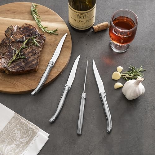 French Home Laguiole Connoisseur 4-Piece Stainless-Steel Steak Knife Set - color: Silver/Stainless-Steel
