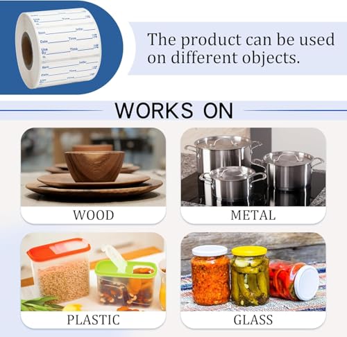 L LIKED 2x1 Dissolvable Labels, 600 Stickers, Use by Food Rotation Labels for Storage and Container (600, Blue) - size: 2"x1"/600labels/Blue