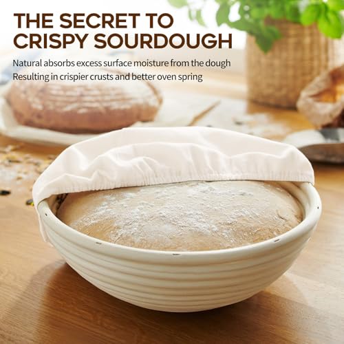 Dimpola Banneton Proofing Basket for Sourdough Bread, Handmade & Natural Rattan - Round Dough Rising Basket for Baking - Perfect for Artisan Breads (Round of 2 Gift Set) - style: Round of 2 Gift Set