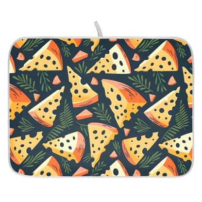 ALAZA Cheese Palm Leaf Dish Drying Mats Absorbent Microfiber Drying Pad Kitchen Countertop Draining Mat 18 x 24 Inches - size: 18" x 24"