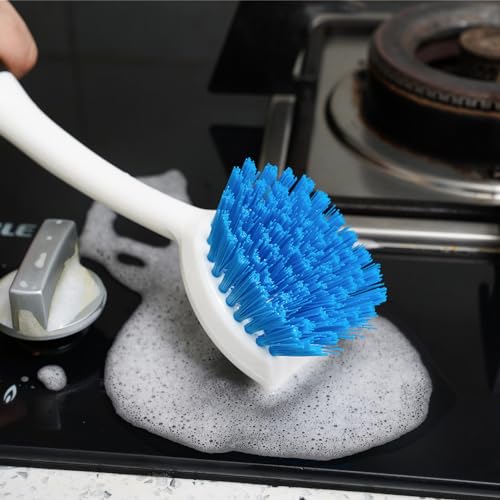 MOSOLAN Dish Brush Set of 3 with Water Bottle Brush, Dish Scrub Brush and Scrubber Brush, Long Handle Kitchen Scrub Brushes for Dishes, Bottles, Cups, Pots, Pans and Sinks, Round Head - style: Round Head