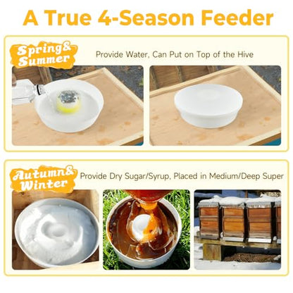 Upgraded Rapid Bee Top Feeder with Anti-Drowning Sponge Rings, Round Hive Top Feeders for 8-Frame and 10-Frame Bee Hives (2 Pack) - style: 2 Pack