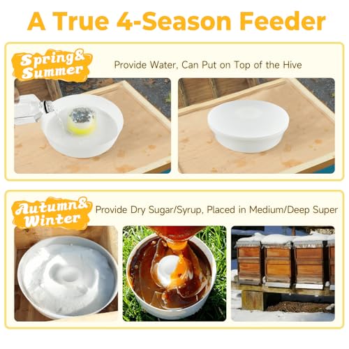Upgraded Rapid Bee Top Feeder with Anti-Drowning Sponge Rings, Round Hive Top Feeders for 8-Frame and 10-Frame Bee Hives (4 Pack) - style: 4 Pack