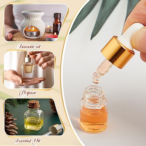 Didaey 100 Pcs 1/2/3/5/10/15 ml Mini Glass Oil Dropper Bottle Bulk, Clear Essential Small Empty Bottles Sample Containers Perfume Liquid Vials with Cap for Traveling (2 ml,Champagne Gold) - color: Champagne Gold, size: 2 ml