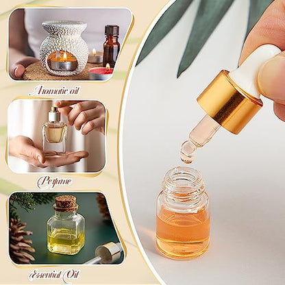 Didaey 100 Pcs 1/2/3/5/10/15 ml Mini Glass Oil Dropper Bottle Bulk, Clear Essential Small Empty Bottles Sample Containers Perfume Liquid Vials with Cap for Traveling (2 ml,Champagne Gold) - color: Champagne Gold, size: 2 ml