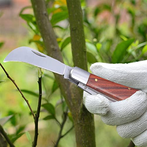 Double Blades Garden Knife for Budding Pruning with 3 Rolls Grafting Tape, Flexible Grafting Kit for Floral Fruit Tree