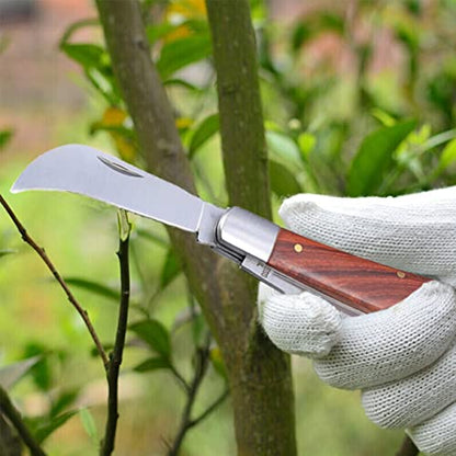Double Blades Garden Knife for Budding Pruning with 3 Rolls Grafting Tape, Flexible Grafting Kit for Floral Fruit Tree