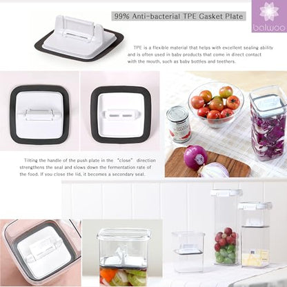 Pickle keeper Press Plate Food Storage Container Organizer for Kimchi Sauerkraut Fermentaion Airtight Lid Locking for Preserved Food (2200ml / 0.6 gal) - size: 2200ml / 0.6 gal