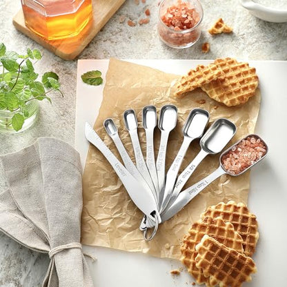 Spring Chef Stainless Steel Measuring Spoons Set of 13 with Leveler, Metal Teaspoon & Tablespoon Measuring Spoons for Cooking & Baking, Fits in Spice Jars, Kitchen Gadgets for Dry & Liquid Ingredients - style: Spoons - Set of 13