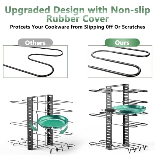 ORDORA Pots and Pans Organizer under Cabinet, 8 Tier Pot Organizers Rack Expandable 11.65" to 19.02" Height with 3 DIY Methods, Adjustable Pan Organizer inside Cabinet Kitchen Storage Organization - style: L-19.02"H-LightDuty