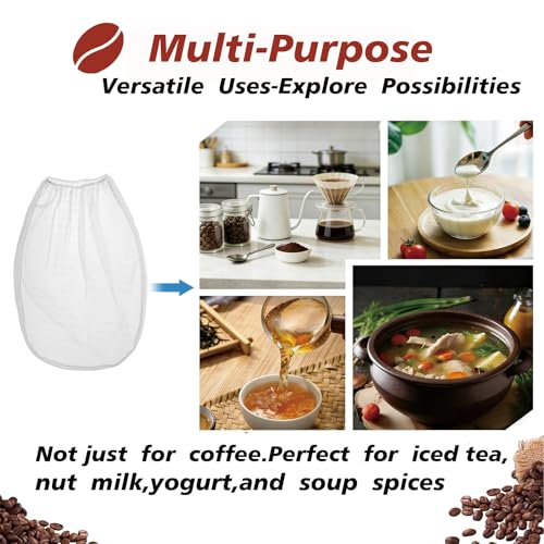 Cold Brew Coffee Filter Bag - Compatible with Toddy Cold Brew System for 5 Gallon Commercial BrewersWashable & Reusable Nylon Mesh Filter for Commercial/Home Brewers - 6 Pack