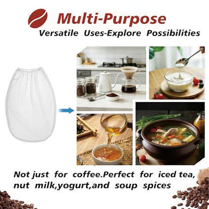 Cold Brew Coffee Filter Bag - Compatible with Toddy Cold Brew System for 5 Gallon Commercial BrewersWashable & Reusable Nylon Mesh Filter for Commercial/Home Brewers - 6 Pack