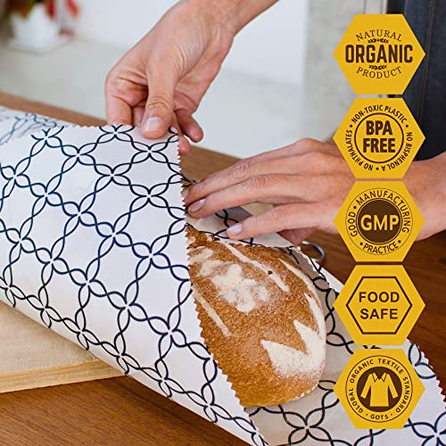 SUPERBEE Beeswax Bread Wrap, Reusable Beeswax Wrap for Food, Wrap Bread, Reusable Bees Wrap Paper for Wrapping Vegetables, Cheese Paper, Bowl Covers and Sandwich Wrapping, XXL - color: Meadow