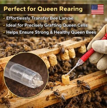 Bee Grafting Tool Set, Flexible Spring Loaded Larva Transfer Tool for Queen Rearing Beekeeping Red Plastic 10 Pack