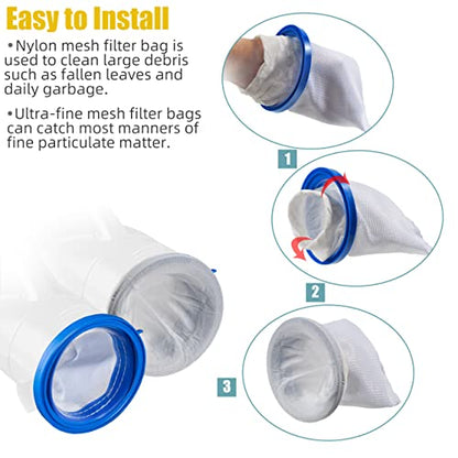 Pool Vacuum Cleaner Reusable Filter Bag with 10-Pack Ultrafine Mesh Filter Bags for Pool Blaster Water Tech Max & Catfish Ultra Pool Vacuum Sand & Silt Cleaner Filter