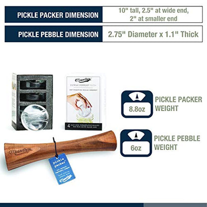 Masontops Pickle Packer Vegetable Tamper & Pickle Pebble Glass Weight Fermentation Tool Set - Wide Mouth Canning Kits