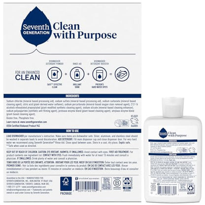 Seventh Generation Dishwasher Detergent Powder + Rinse Aid, Free & Clear | Dish Detergent 2-Pack + Power+ Rinse Aid | Biodegradable, Plant-Based & Chlorine-Free, Septic Safe Dishwashing Supplies - size: 30 Ounce (Pack of 3)
