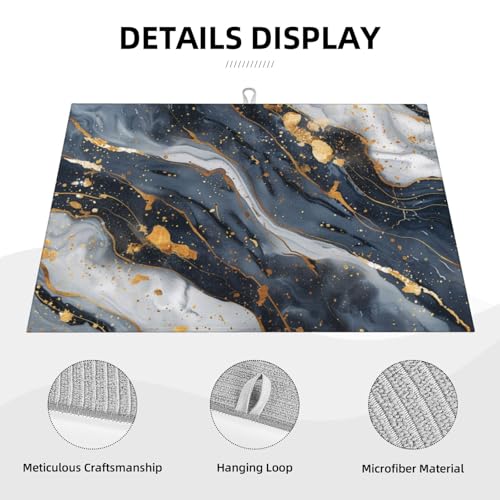 Black Marble Dish Drying Mat For Kitchen Counter, Super Absorbent Microfiber Dish Drying Pad, Kitchen Gadgets For Easy Clean Multi-Use Large 18"x24" - color: Black Marble