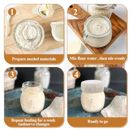 8Pcs Sourdough Jar Covers Mason Jar Cloth Cover for Sourdough Reusable Fermentation Lids Elastic Cotton Breathable Cloth Bowl Lid, Fits 3-4 Inch Jars Mouths