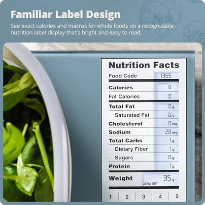 Greater Goods Digital Nutrition Scale – Accurate Macro and Calorie Tracking for Meal Prep, Weight Loss, and Healthy Eating | 2,000 Built-in Foods, Intuitive Nutrition Label Display, 11lb Cap, Blue - color: Stone Blue
