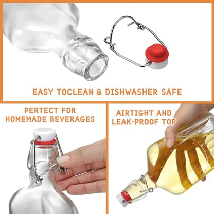 Jinei 12 Pcs Whisky Glass Flask Swing Top Glass Bottles Vanilla Extract Bottles Men Liquor Flask for Homemade Vanilla Extract, Lemoncello, Kombucha, Water Kefirm Apply Christmas Wedding Gifts (8 Oz) - size: 8 Ounces