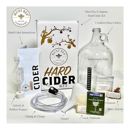 Hard Cider Making Kit - 1 Gallon Reusable Homebrew Set to Make Hard Apple Cider- Must Bee Company - size: Hard Cider Kit 1 Gallon Starter Set