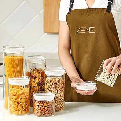 ZENS 17oz Glass Food Storage Jars Set of 6, Clear Glass Canisters Set with Airtight Lids, Small Storge Container jar for Kitchen Spice, Sugar Container, Blooming Tea, Snacks - size: 5-20oz 6Pack