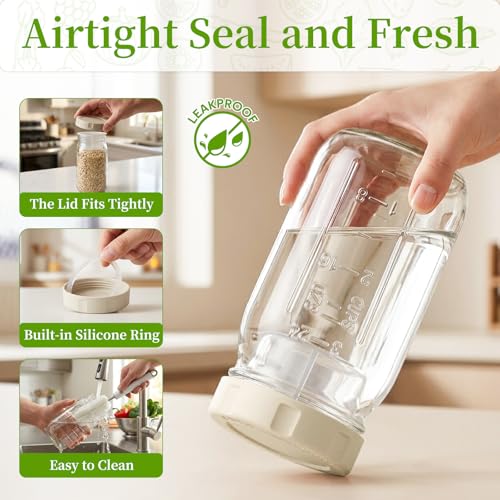 4 Pack Glass Salad Jars with Lids Meal Prep, 32oz Meal Prep Glass Salad Jars with 4 Stainless Steel Forks Wet/Dry Dressing Cups for Home, Office and Outdoor, 32oz Mason Jars