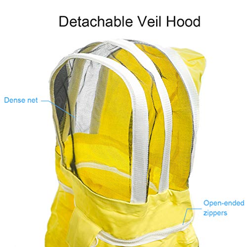 Luwint Kids Beekeeping Suits - Full Body Protection Kid Bee Beekeeper Suit with Gloves and Ventilated Hood (3'6''-3'11'' Height) - color: Yellow/3'6''-3'11'' Height