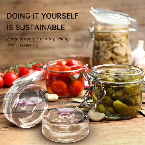 3Pcs Wide-Mouth Fermentation Glass Weight Set With Easy Grip Perfect For Home Brewing, Pickling, Canning, Fermented Fruits, Sauerkraut, Kimchi And More. (3)