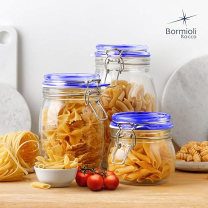 Bormioli Rocco Fido Jar - Clear Blue, 33.75 Oz, Set of 3 - color: Fido Clear