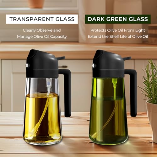 YARRAMATE 4Pcs 16oz/470ml Glass Olive Oil Sprayer Set with Stickers, Kitchen Gadgets, Including 2Pcs Non-Slip Bottle Mat, Cleaning Brush-Aesthetic Ideal Kitchen Gift - color: 23_4Pcs Gift Set