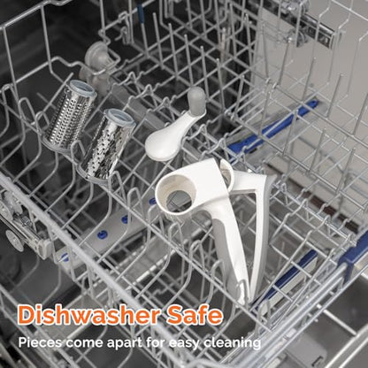 UHIYEE Patented Rotary Parmesan Cheese Grater, Hand Crank Cheese Shredder with Fine & Coarse Drums, Restaurant Quality, White, Stainless Steel & ABS, Dishwasher Safe - color: White