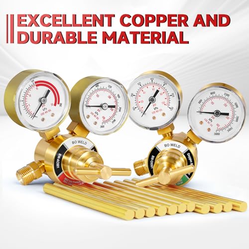 Acetylene Regulator Fits CGA-200 Valves Only, 0-400PSI and 0-30PSI Welding Gas Gauges With 9/16"-18 Outlet Thread and 1/4" Hose Connector, T-Handle - style: Acetylene Regulator