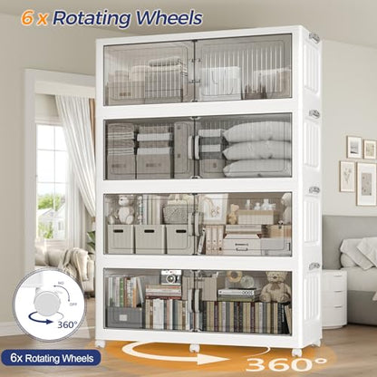 Extra Large Stackable Storage Bins with Lid, 200Gal/800QT Foldable Collapsible Storage Box with Doors, Wheels and Drawers, Plastic Closet Organizer Container for Kitchen, Bedroom, Dorm, 5Pack - size: 40Gal-5Pack