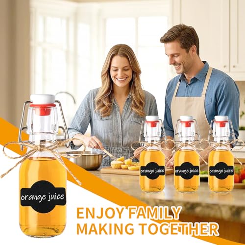 20 Pack 4oz Swing Top Glass Bottles With Flip Airtight Lids for Home Brewing, Beverages, Oil, Vinegar, Water, Soda, Kefir, Limoncello, Homemade liquor, vanilla