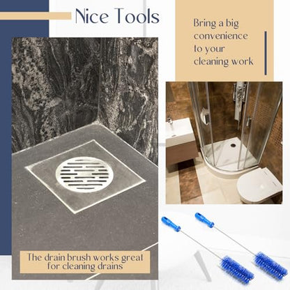 Baderke 2 Pieces Drain Brush Pipe Cleaning Tube Brushes 19.7 Inch Plastic Shower Pipe Flexible Cleaning Tool(Blue,19.7 x 2 Inch) - color: Blue, size: 19.7 x 2 Inch