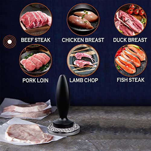 Reversible Meat Tenderizer and Pounder Dual Sided Meat Tenderizer Mallet Marinating Prep Tool, Mysterious Black