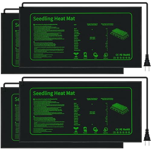 LOCONHA Seedling Heat Mat for Seed Starting,10" x 20.75" Waterproof Heating Pad for Indoor Plants Germination (Black 4 Pack) - color: Black 4 Pack