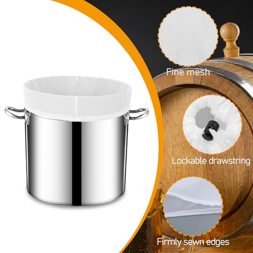 8 Packs Brew Strainer Bags Reusable Extra Large 26 x 22'' Drawstring Fine Mesh Strainer Bag Fine Mesh Brew Bags for Home Brewing Hops Grains Wine Beer Making Cheese Cloth Straining Brews Bag