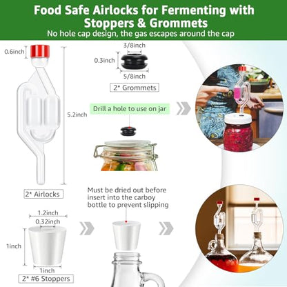 14” Auto Siphon Homebrew -3/8” Racking Cane, Wine Siphon Pump with 5.5FT Tubing & Clamp, Bottling Wand, Airlock for Fermenting with Stoppers & Grommets, Siphoning Kit for Wine Making Homebrew - color: Black
