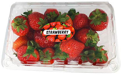 Strawberry Grocery Store Food Labels 1.25 x 2 Inch Oval Shape 500 Total Adhesive Stickers - color: Strawberry