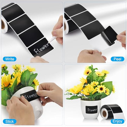 Chalkboard Labels - 300pcs Waterproof Reusable Blackboard Stickers with 2 Free Erasable White Chalk Marker, Mini Decorative Chalk Labels for Jars Containers Kitchen Home Pantry Office - style: 300 Wavy and Rectangle Shapes