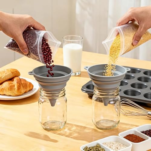 6 Pcs Funnels for Kitchen Use Filling Bottles, Silicone Funnel Small and Large, Foldable Funnel Kitchen Accessories Gadgets