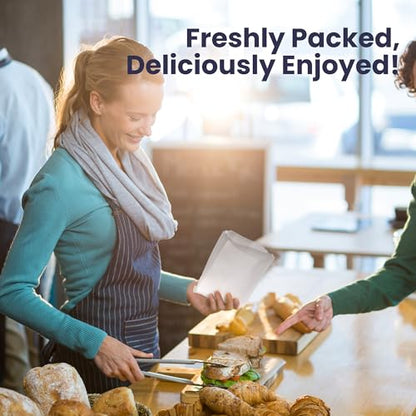 Fit Meal Prep 200 Pack Paper Sandwich Bags 7 x 6”, Greaseproof Snack Bags, Food Grade Pastry Bag, Recyclable Small Paper Bags, Cookie Sleeves, Food Packaging for Bakery, Donuts
