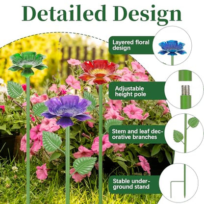 6 Pack Bee Watering Station - Flowers Butterfly Feeder, Bee Water Feeders for Outside, Metal Garden Decor, Bee Baths for Garden Yard Patio - size: New-flower 6-Pack