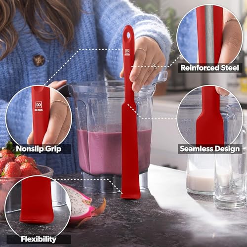 DI ORO Silicone Blender & Jar Spatulas - Heat Resistant Silicone Utensil Set for Cooking, Mixing, Baking, & Scraping (2pc, Red) - color: Red