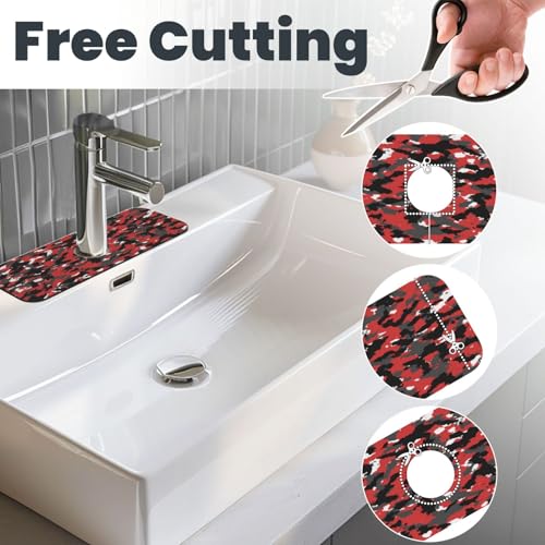Red Black Camouflage Faucet Mat For Kitchen Sink, Absorbent Countertop Protector, Quick Dry Sink Splash Guard Pad, Waterproof Draining Mat 15" X 5.5" - color: Style 6